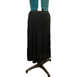 Vintage Rafael Crinkle Skirt XL Black Y2K Flowy Midi Summer Skirt Long Sparkle